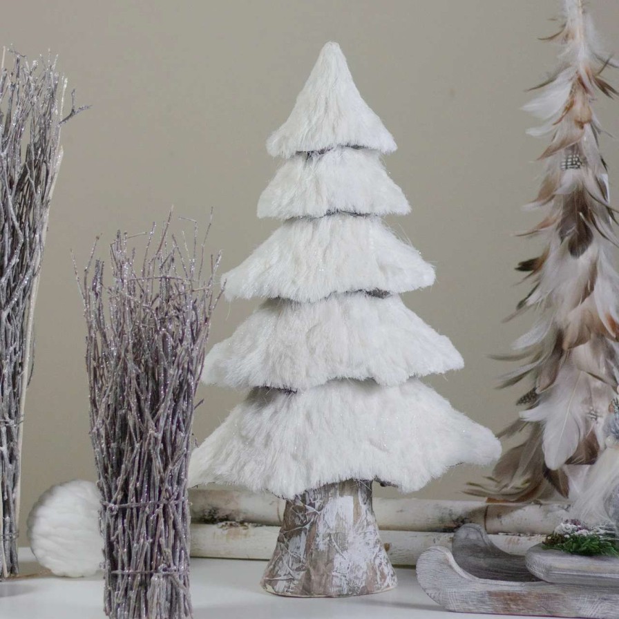 Christmas Table Top Trees * | Northlight 20.5 White Faux Fur Birch Tree Christmas Decoration