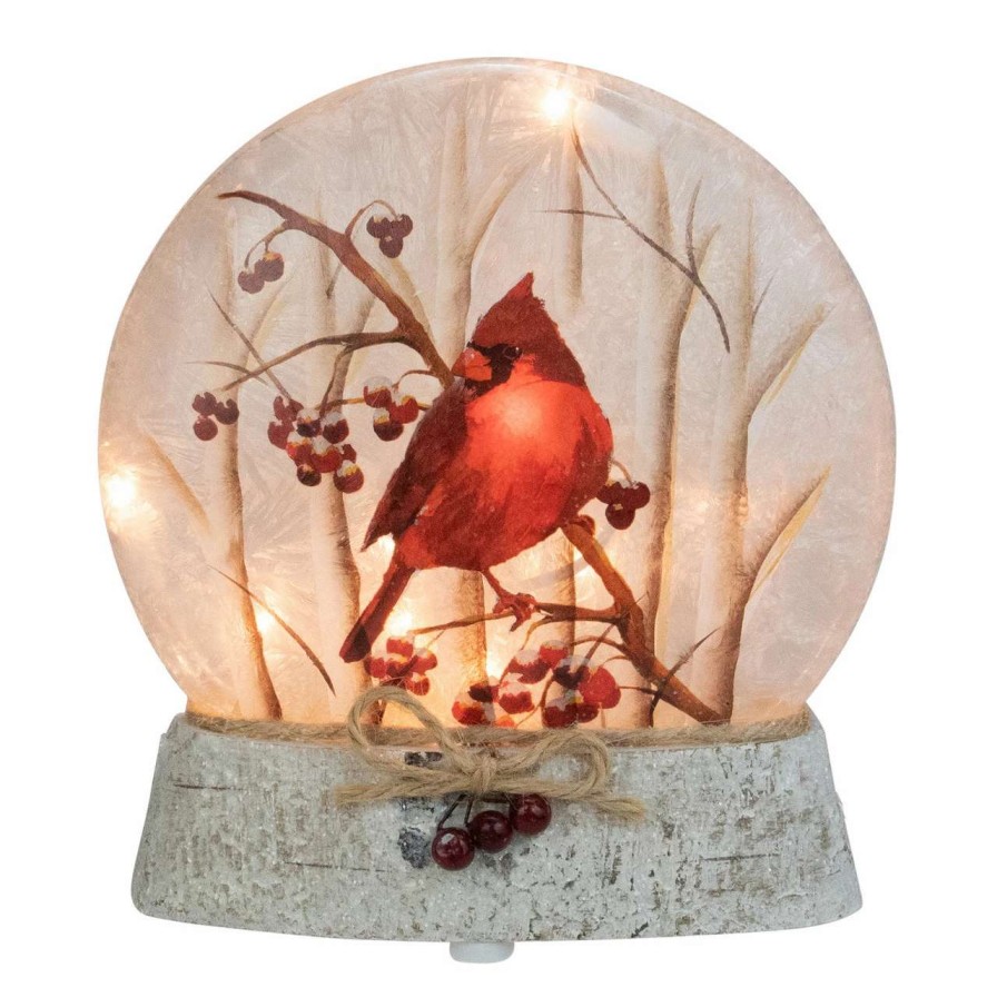 Christmas Village Sets & Accessories * | Stony Creek 8 Brown And Red Lighted Cardinal Winter Wonderland Christmas Tabletop Decoration