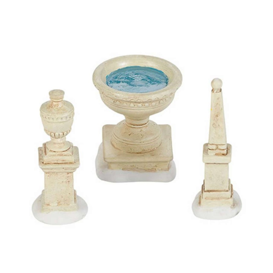 Christmas Village Sets & Accessories * | Department 56 Set Of 3 Ivory And White Tudor Gardens Monuments Accessory 2.5