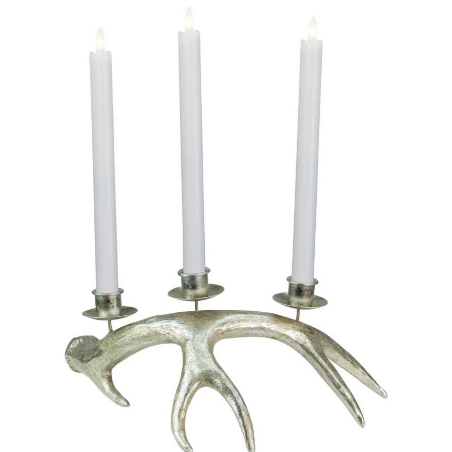 Candles & Lanterns * | Northlight 12 Champagne Deer Antler Christmas Taper Candle Holder