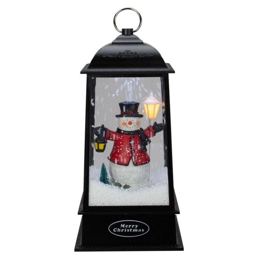 Candles & Lanterns * | Northlight 13 Lighted Snowman Christmas Lantern With Falling Snow