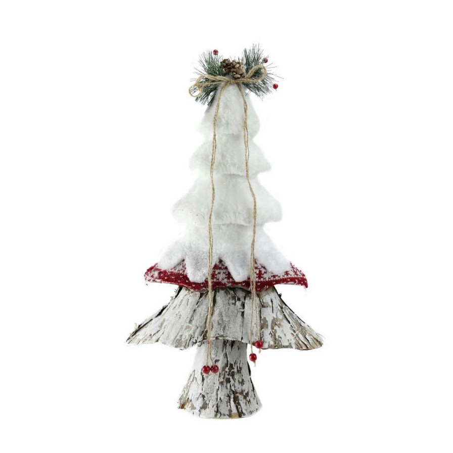 Christmas Table Top Trees * | Northlight 18 White And Brown Rustic Christmas Tree Tabletop Decor