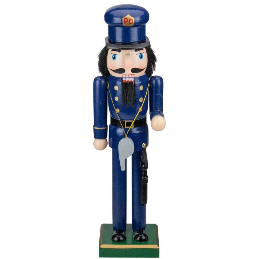 Figures * | Northlight 14 Blue And Black Wooden Police Officer Christmas Nutcracker