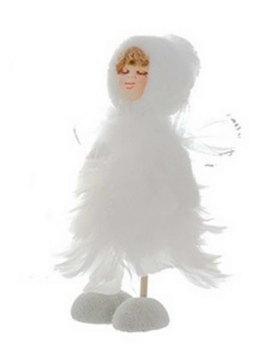 Figures * | Allstate 7 Ice Palace Vintage-Style White Glittered Feather Fairy Christmas Table Top Decoration