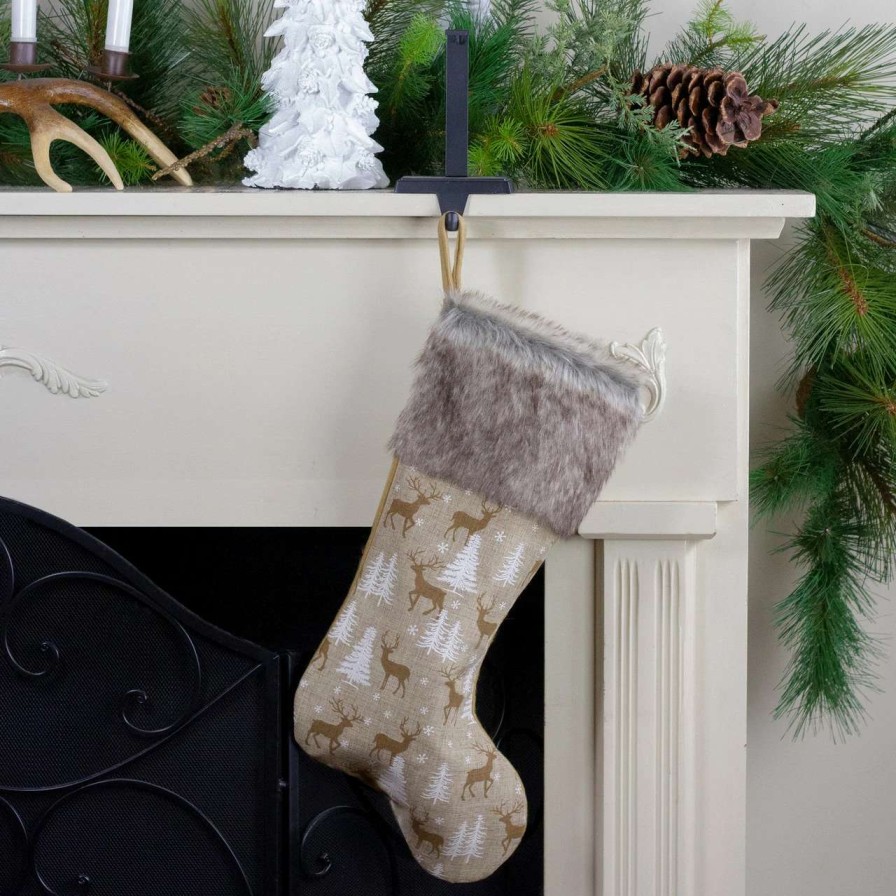 Stockings & Holders * | Northlight 20 Brown Reindeer Christmas Stocking With Faux Fur Cuff