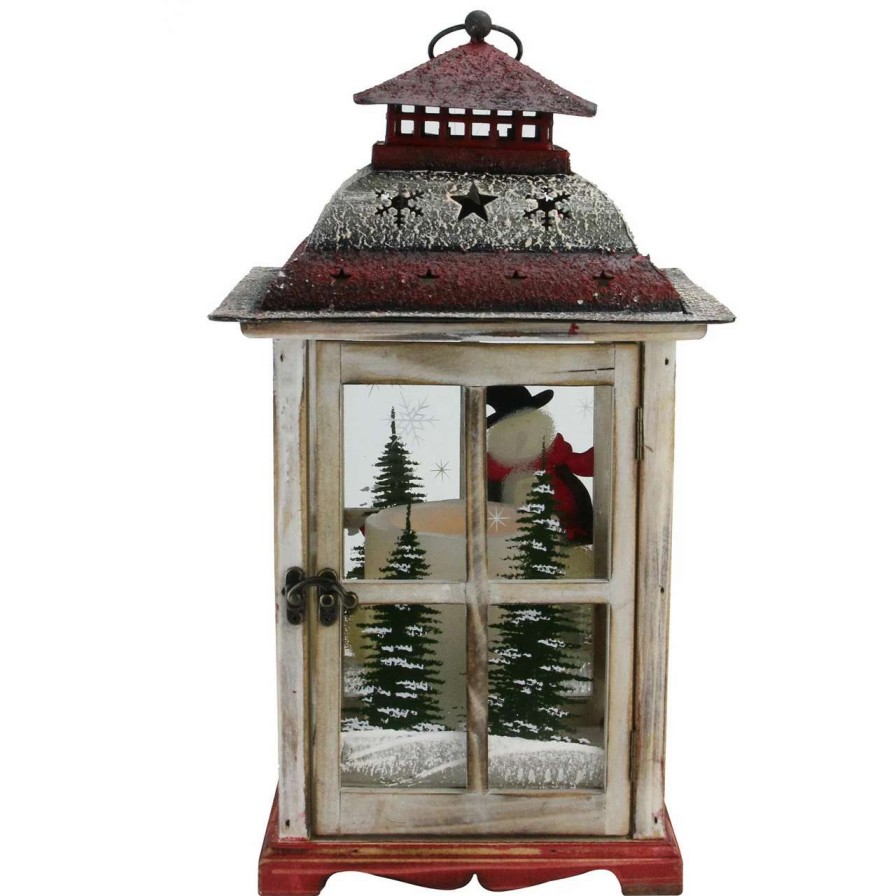 Candles & Lanterns * | Northlight 17.5 Rustic Snowman Christmas Candle Lantern