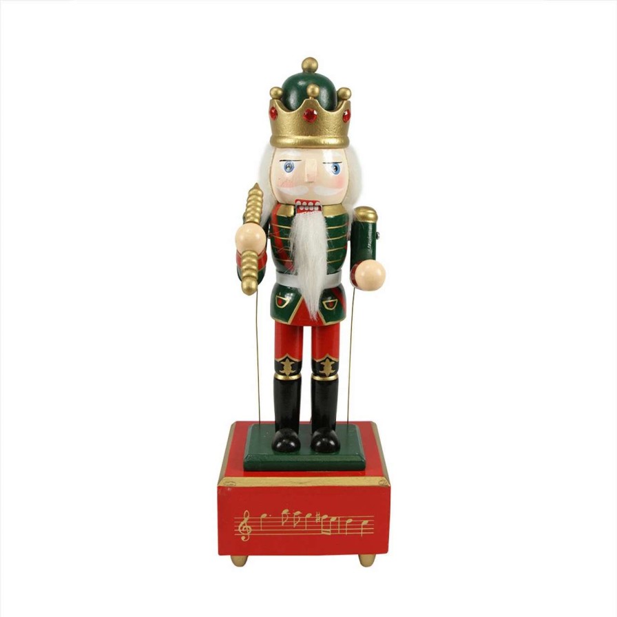 Figures * | Nutcracker Factory 12 Red And Green Animated King With Scepter Christmas Nutcracker