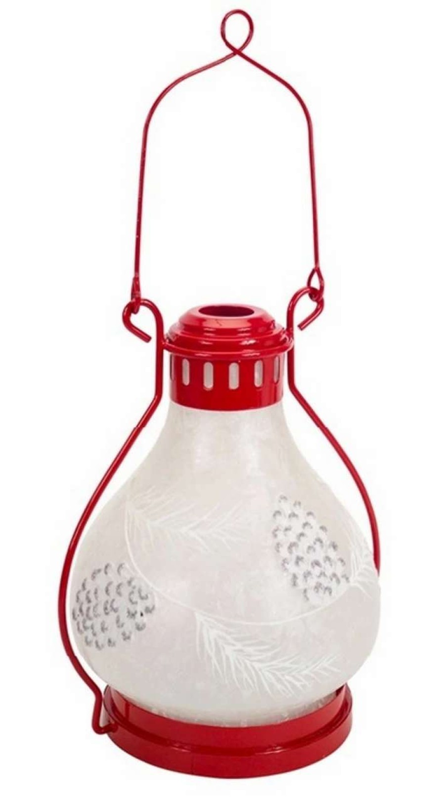 Candles & Lanterns * | Melrose 17 Red And Frosted White Battery Operated Led Christmas Lantern With Timer