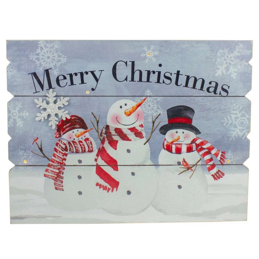 Christmas Village Sets & Accessories * | Northlight 16 Lighted Snowmen 'Merry Christmas' Wall Decor