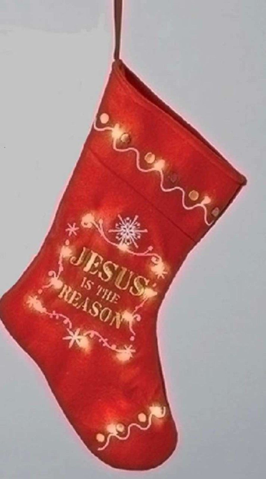 Stockings & Holders * | Roman 12.5 Pre-Lit Red And Gold Led 'Jesus Is The Reason' Christmas Stocking