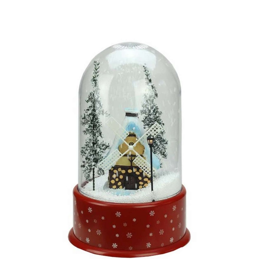 Christmas Village Sets & Accessories * | Northlight 14 Lighted Musical Snowing Windmill Christmas Table Top Snow Dome