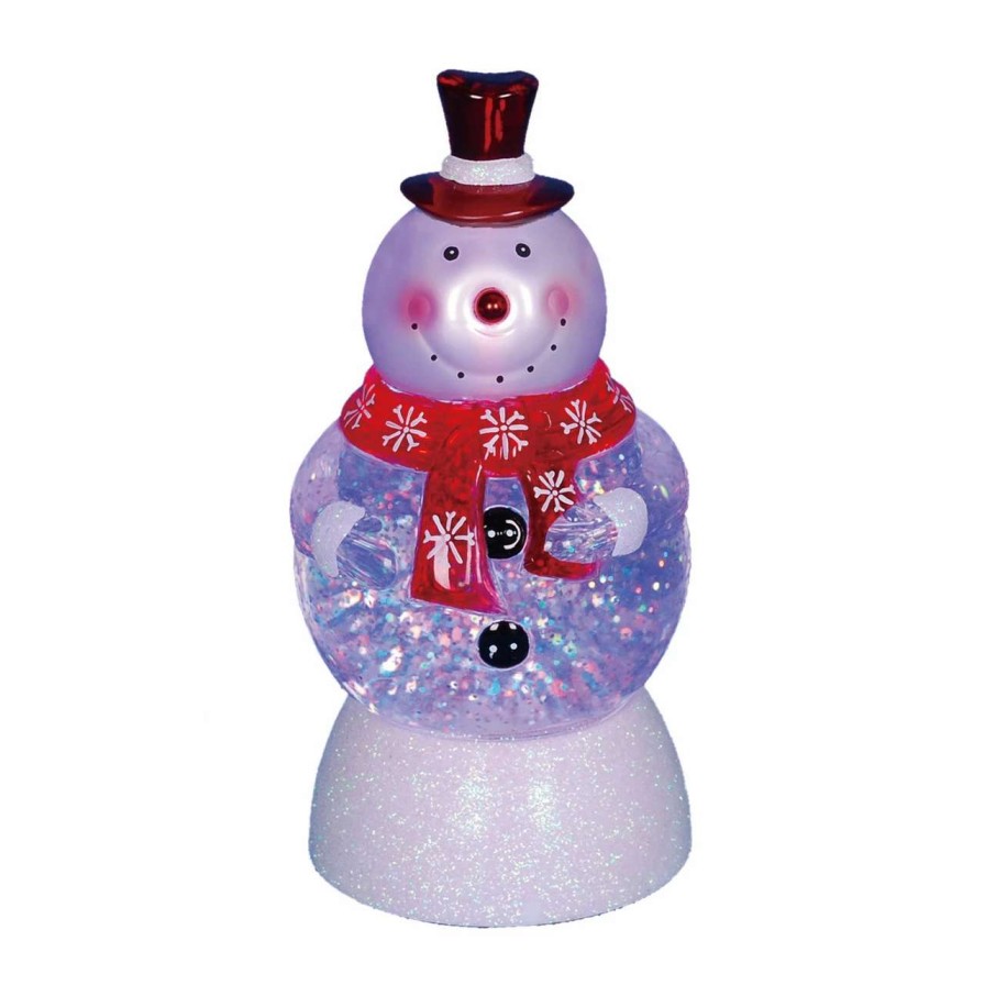 Christmas Village Sets & Accessories * | Northlight 7.5 Led Lighted Color-Changing Snowman With Top Hap Snow Globe Christmas Figure