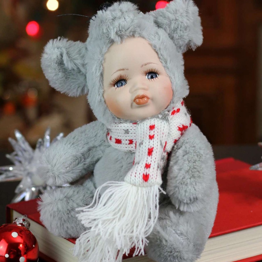 Figures * | Northlight 6.75 Gray And White Pucker Up Baby In Mouse Costume Collectible Christmas Doll