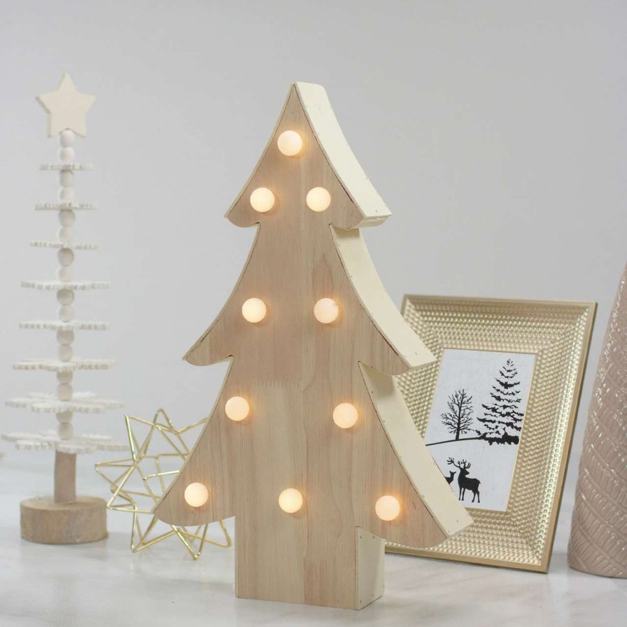 Christmas Village Sets & Accessories * | Northlight 15 Lighted 3D Wooden Christmas Tree Tabletop Decor