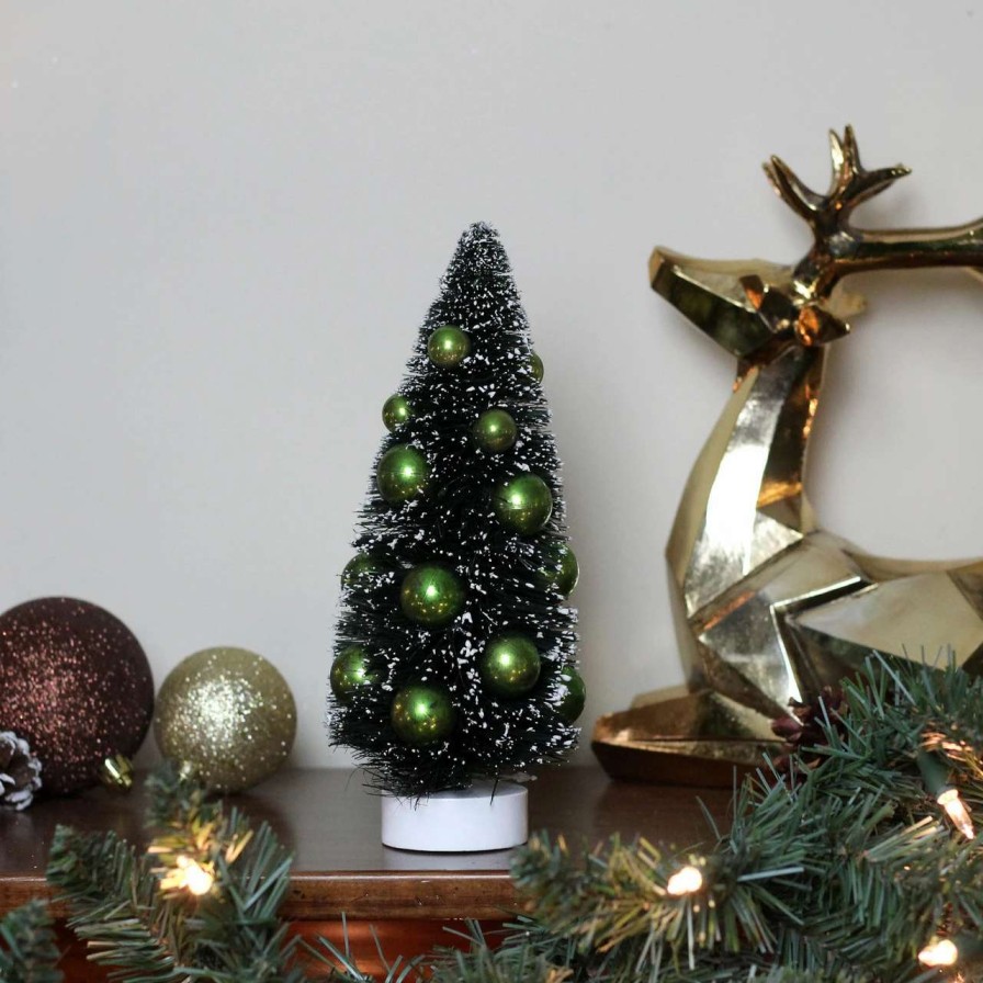 Christmas Table Top Trees * | Northlight 8 Green Contemporary Christmas Tree With Ball Ornaments Tabletop Decor