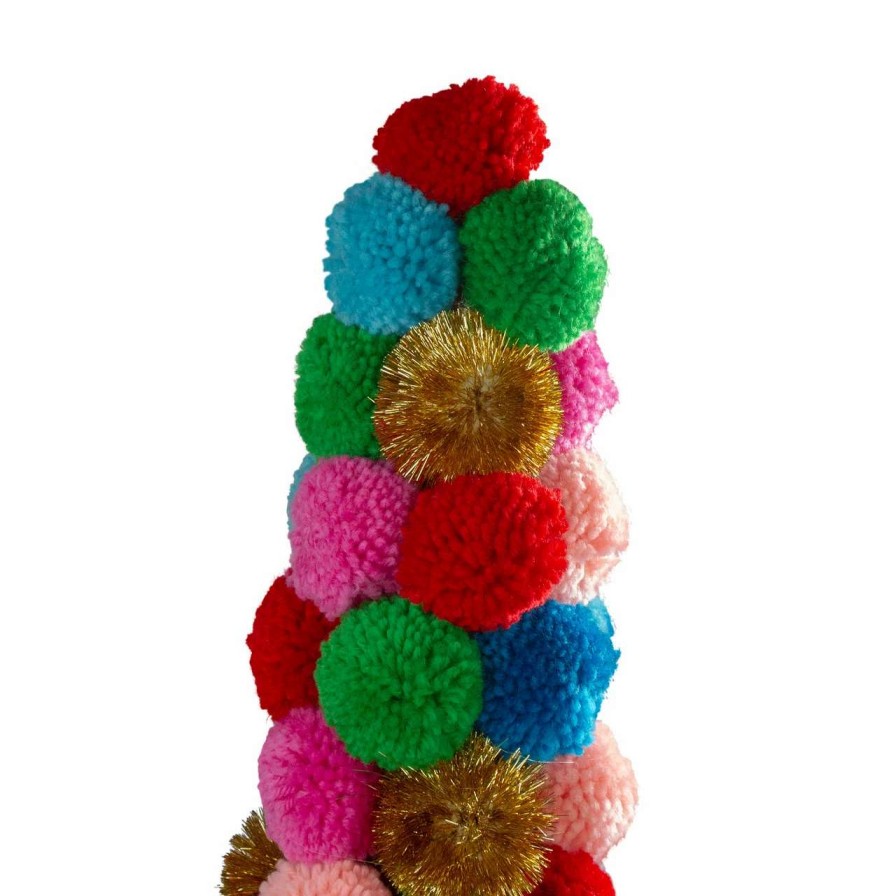 Christmas Table Top Trees * | Northlight 23.75 Multi-Color Bohemian Wool Pom Pom Christmas Cone Tree