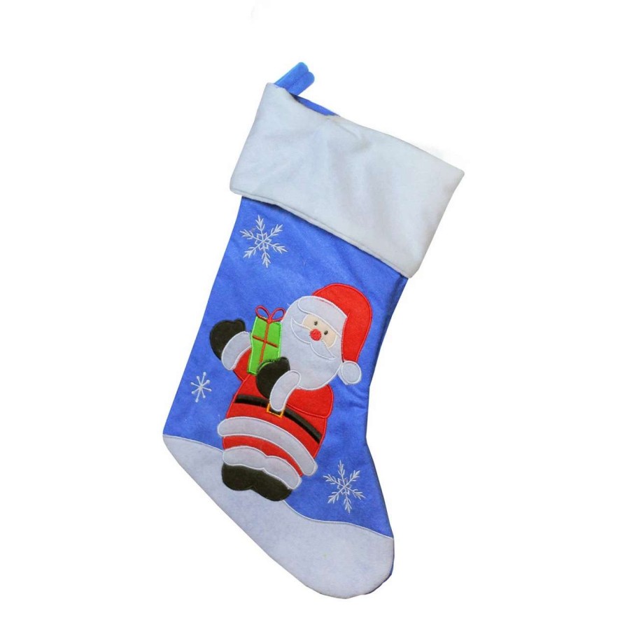 Stockings & Holders * | Northlight 15 Blue And Red Santa Claus With Gift Christmas Stocking