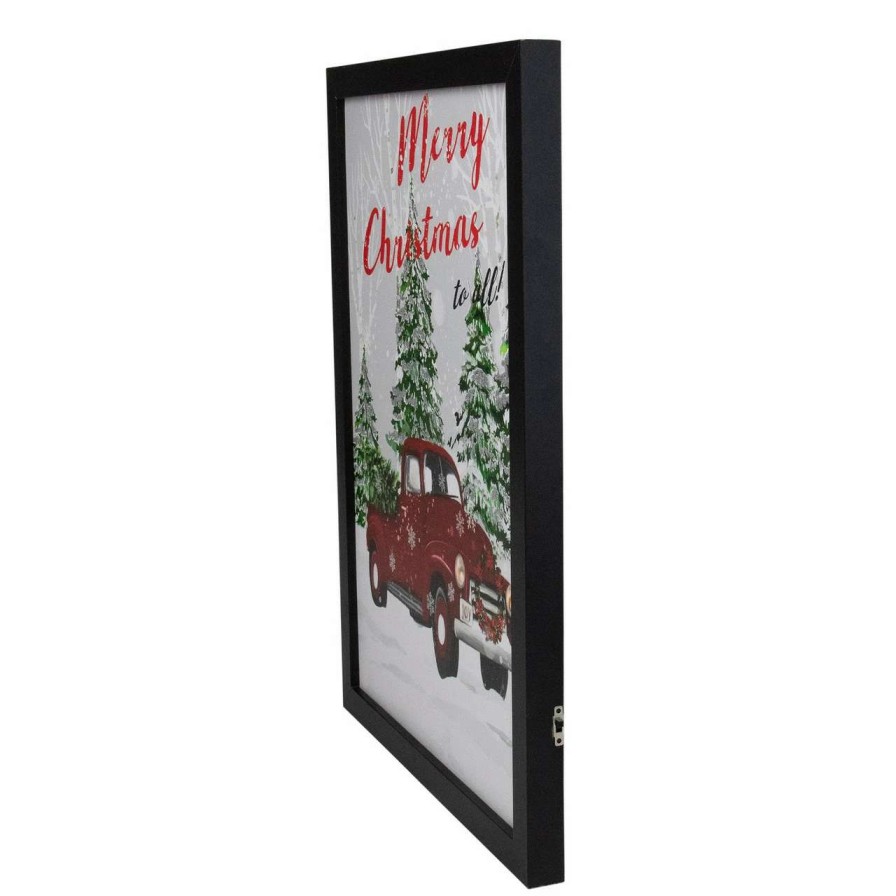 Christmas Village Sets & Accessories * | Northlight 15.75 Black Frame Red Vintage Truck Led Wooden Christmas Box