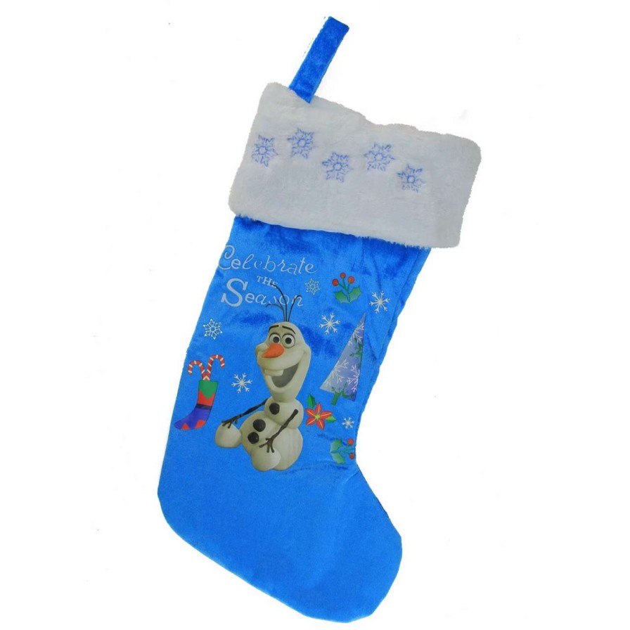 Stockings & Holders * | 18.5 Disney Frozen Olaf The Snowman "Celebrate The Season" Blue & White Christmas Stocking