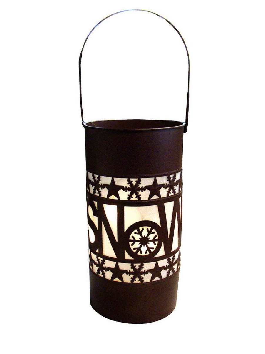 Candles & Lanterns * | Sterling International Inc 15 Brown Shimmering Led Lighted "Snow" Battery Operated Christmas Lantern