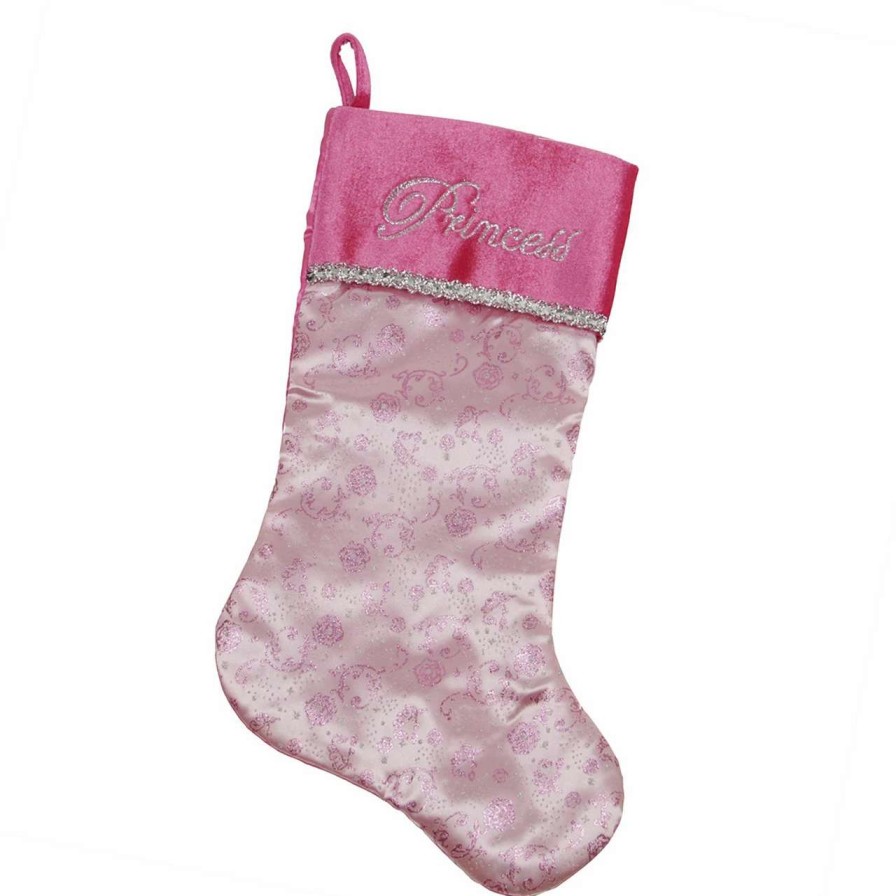 Stockings & Holders * | Northlight 21 Pink And Silver Glittered Princess Christmas Stocking With Cuff