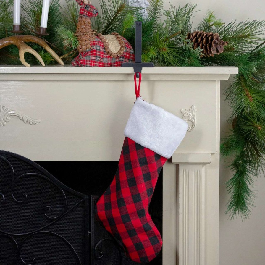 Stockings & Holders * | Northlight 20 Red And Black Buffalo Plaid Christmas Stocking With Faux Fur Cuff