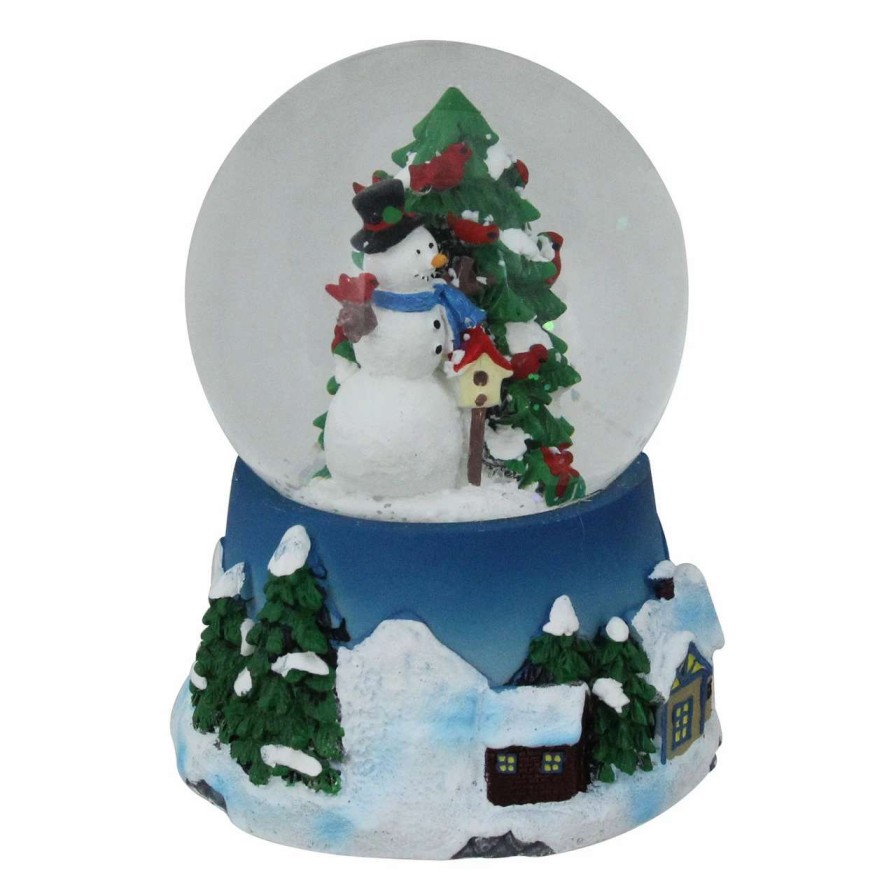 Christmas Village Sets & Accessories * | Northlight 4.75 Snowman With Cardinals Musical Christmas Tree Snow Globe