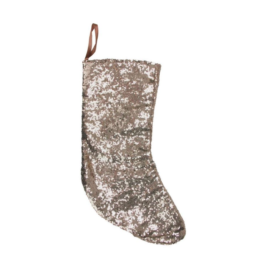 Stockings & Holders * | Northlight 17.5 Beige Paillette Sequins Hanging Christmas Stocking