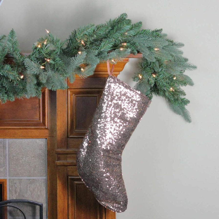 Stockings & Holders * | Northlight 17.5 Beige Paillette Sequins Hanging Christmas Stocking