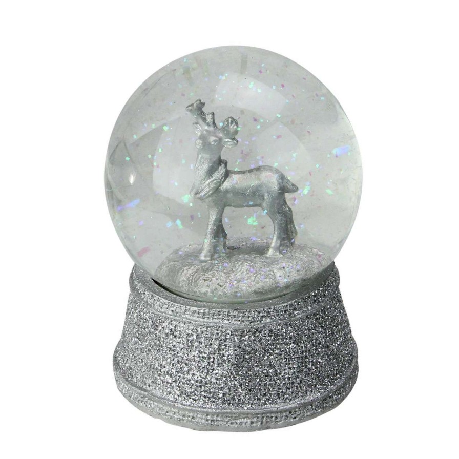 Christmas Village Sets & Accessories * | Northlight 5.5 Silver Glittered Reindeer Christmas Snow Globe