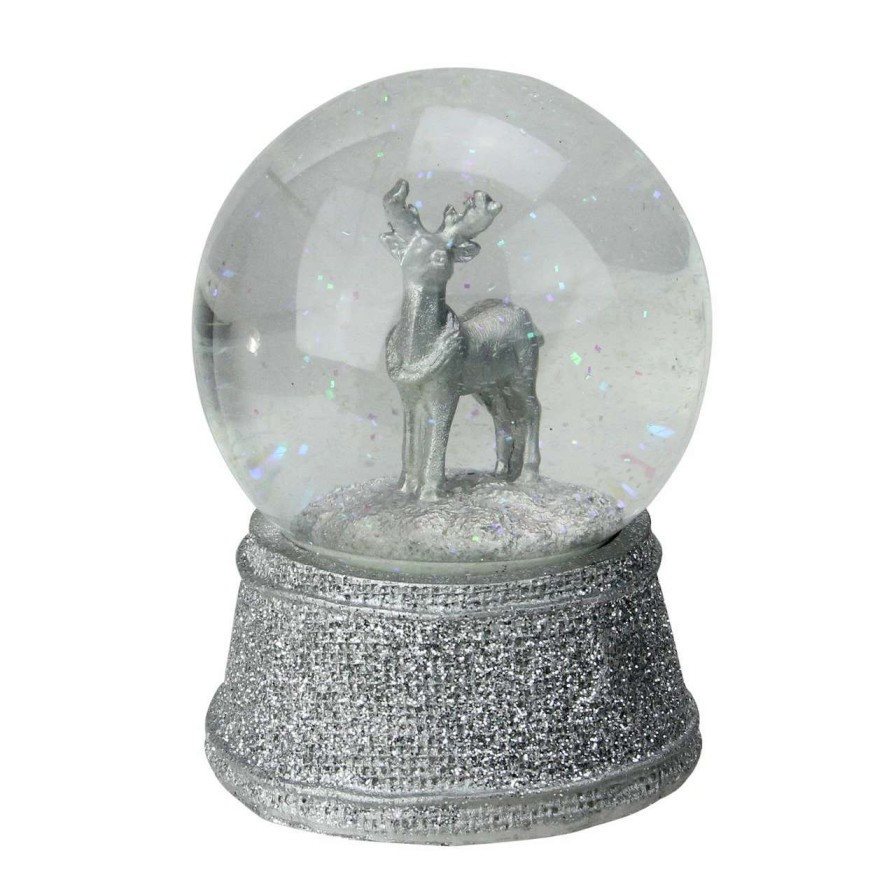 Christmas Village Sets & Accessories * | Northlight 5.5 Silver Glittered Reindeer Christmas Snow Globe