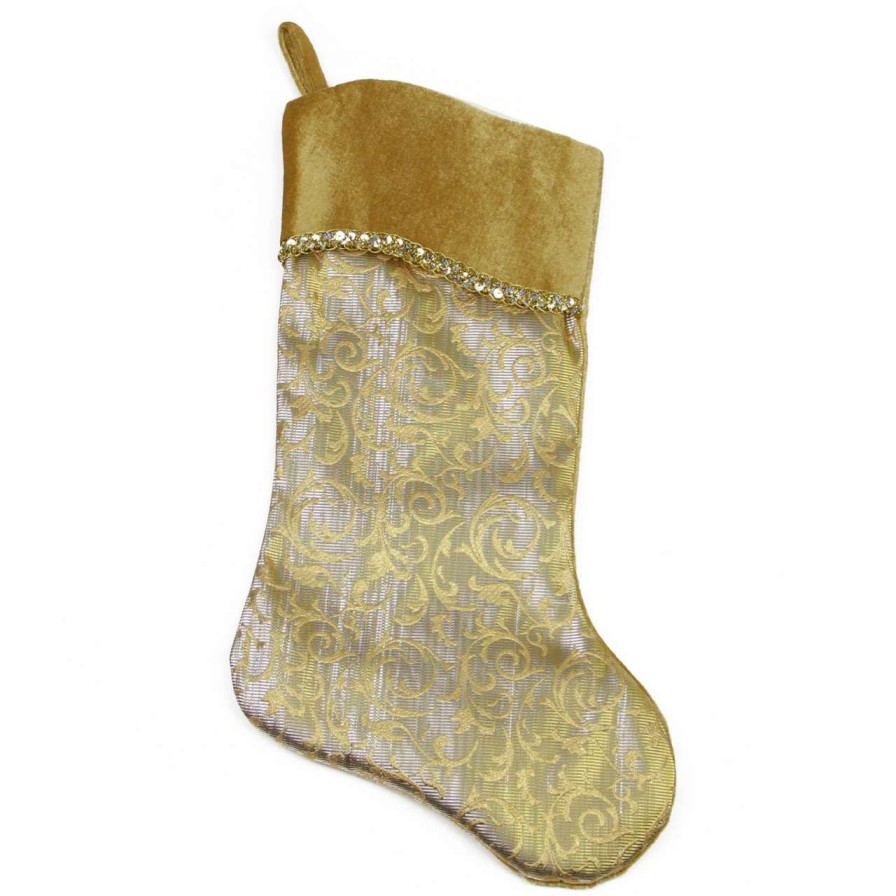 Stockings & Holders * | Northlight 20.5 Metallic Gold Christmas Stocking With Curved Cuff