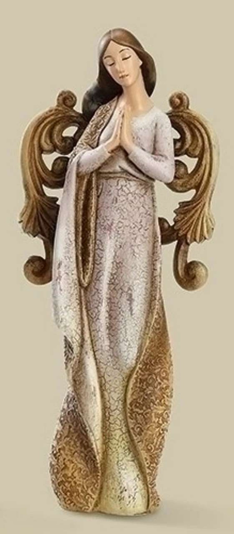 Figures * | Roman 9.75 Brown And Purple Ornate Weathered Angel Christmas Tabletop Figurine