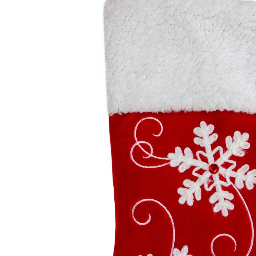 Stockings & Holders * | Northlight 20.5-Inch Red And White Velvet With White Snowflake Christmas Stocking