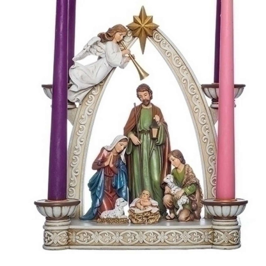 Candles & Lanterns * | Roman 10.25" Christmas Advent Arch With Holy Family With Candle Holders