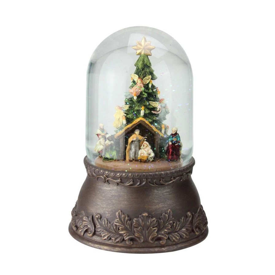 Christmas Village Sets & Accessories * | Roman 8 Exquisite Musical Rotating Nativity Christmas Snow Globe Glitterdome