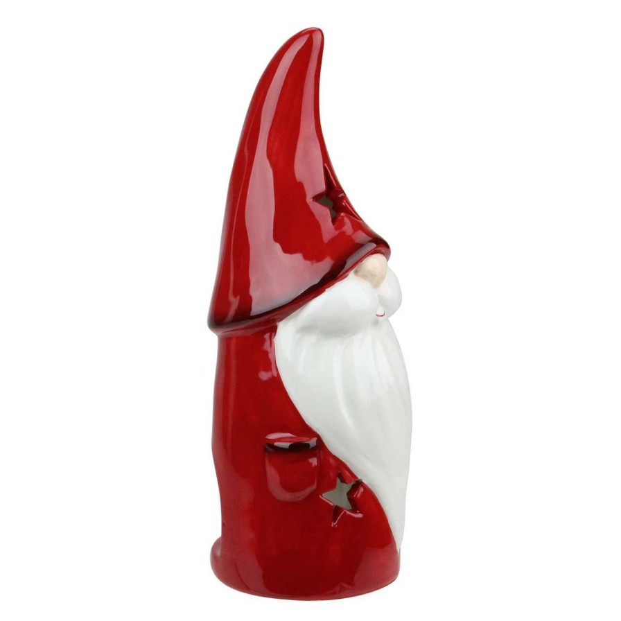 Candles & Lanterns * | Northlight 8.25 Red Ceramic Christmas Star Gnome Tealight Candle Holder