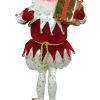 Figures * | Fantasy Creations 25 Fantasy Gold Star Pants Christmas Elf Holding Present On Display Stand