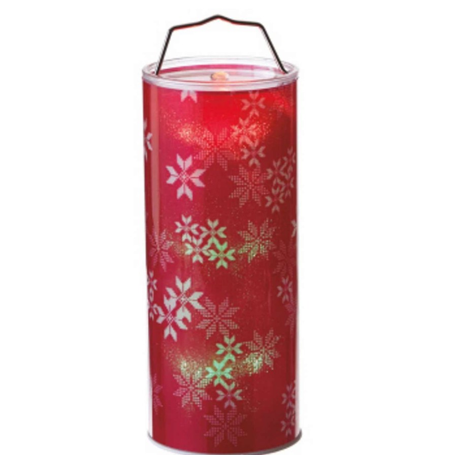 Candles & Lanterns * | Midwest 24 Red And White Lighted Snowflake Hanging Led Color Changing Christmas Lantern