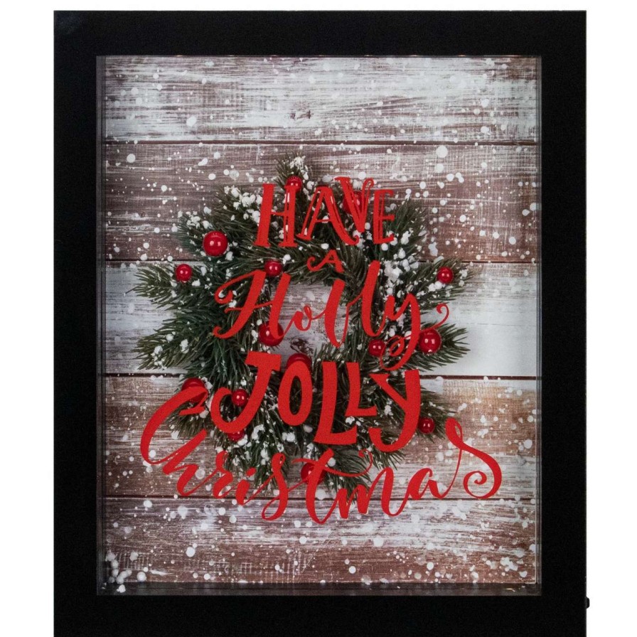 Christmas Village Sets & Accessories * | Northlight 14 Black Framed 3D "Have A Holly Jolly Christmas" Led Christmas Box Decor