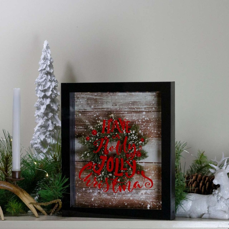 Christmas Village Sets & Accessories * | Northlight 14 Black Framed 3D "Have A Holly Jolly Christmas" Led Christmas Box Decor