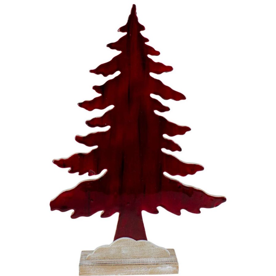 Christmas Table Top Trees * | Northlight 14 Red And Black Stained Forest Tree Christmas Tabletop Decor