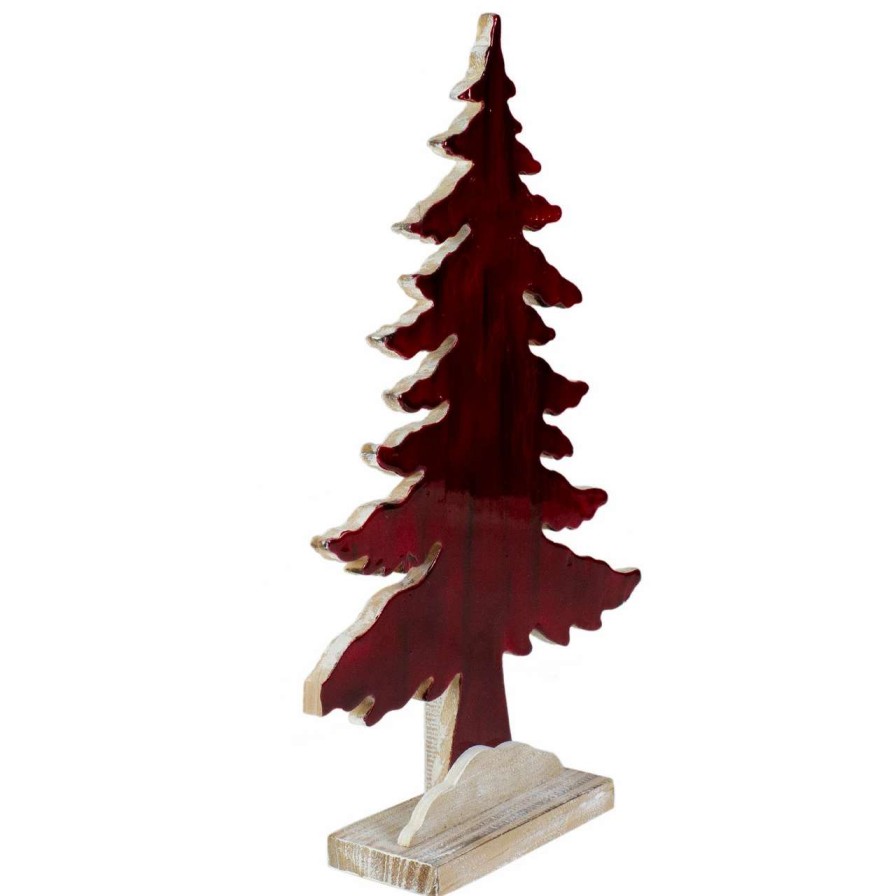 Christmas Table Top Trees * | Northlight 14 Red And Black Stained Forest Tree Christmas Tabletop Decor