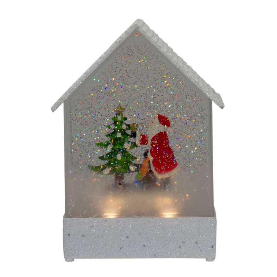 Christmas Village Sets & Accessories * | Northlight 8.25 White And Red House Shaped Christmas Snow Globe