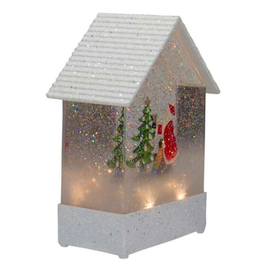 Christmas Village Sets & Accessories * | Northlight 8.25 White And Red House Shaped Christmas Snow Globe