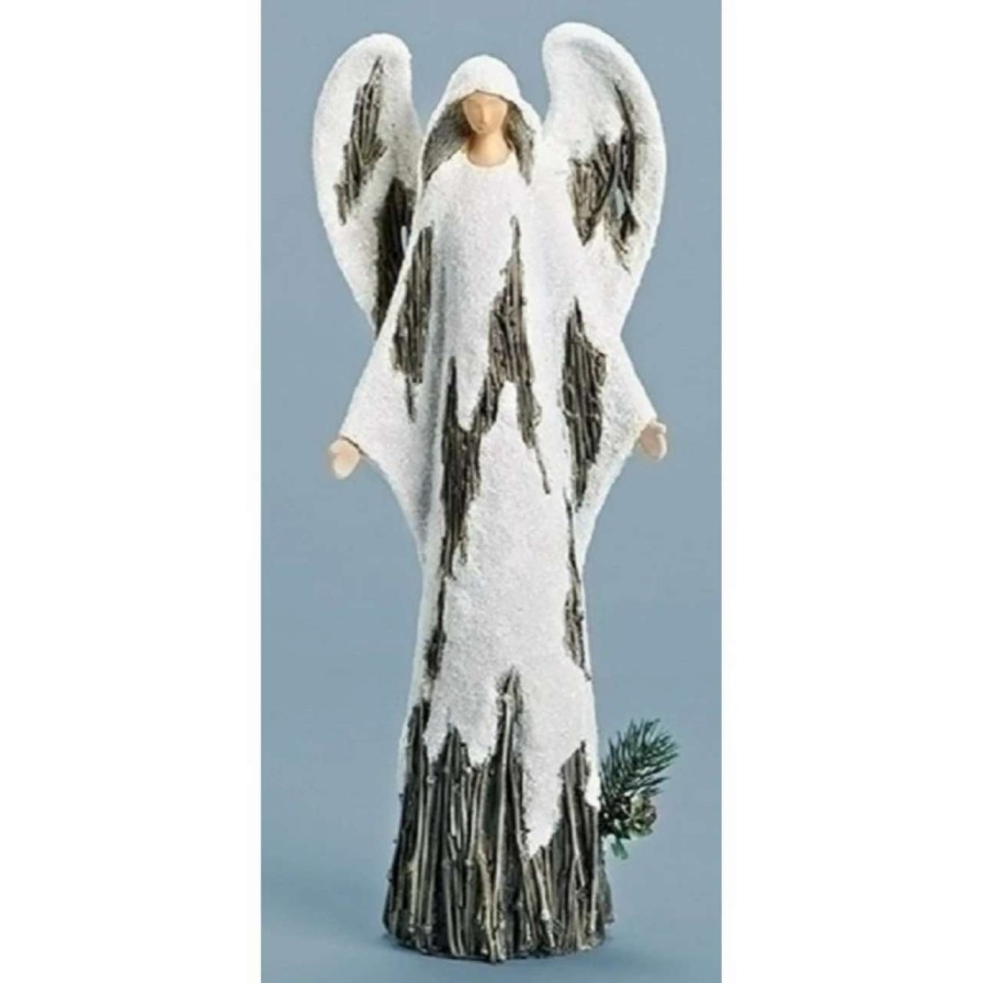 Figures * | Roman 15.5 Brown And White Holy Angel Christmas Tabletop Decor