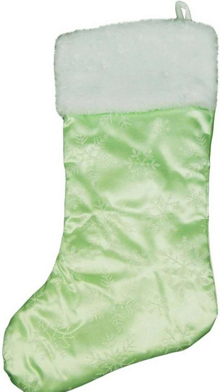 Stockings & Holders * | Northlight 20 Mint Green Iridescent Glittered Snowflake Christmas Stocking