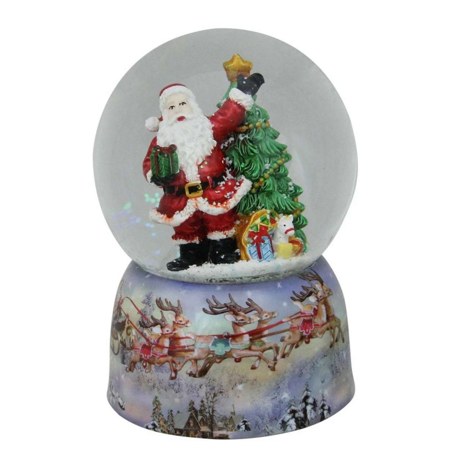 Christmas Village Sets & Accessories * | Northlight 6 Waving Santa Claus Delivering Presents Musical Snow Globe