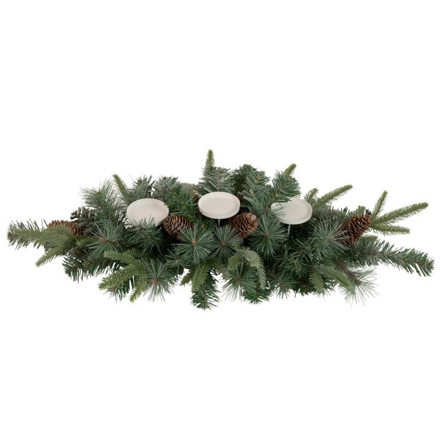 Candles & Lanterns * | Northlight 32 Artificial Mixed Pine And Pine Cones Christmas Candle Holder Centerpiece