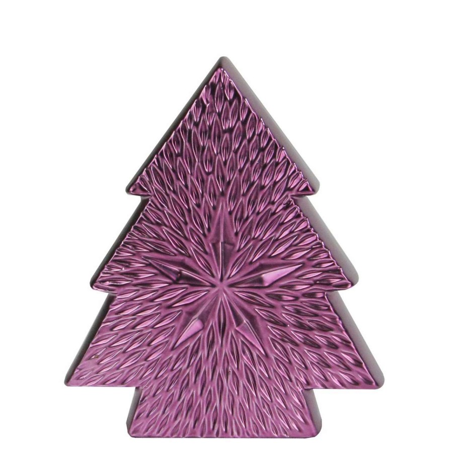 Christmas Table Top Trees * | Northlight 6.25 Purple Ceramic Textured Tree With Star Table Top Christmas Decoration